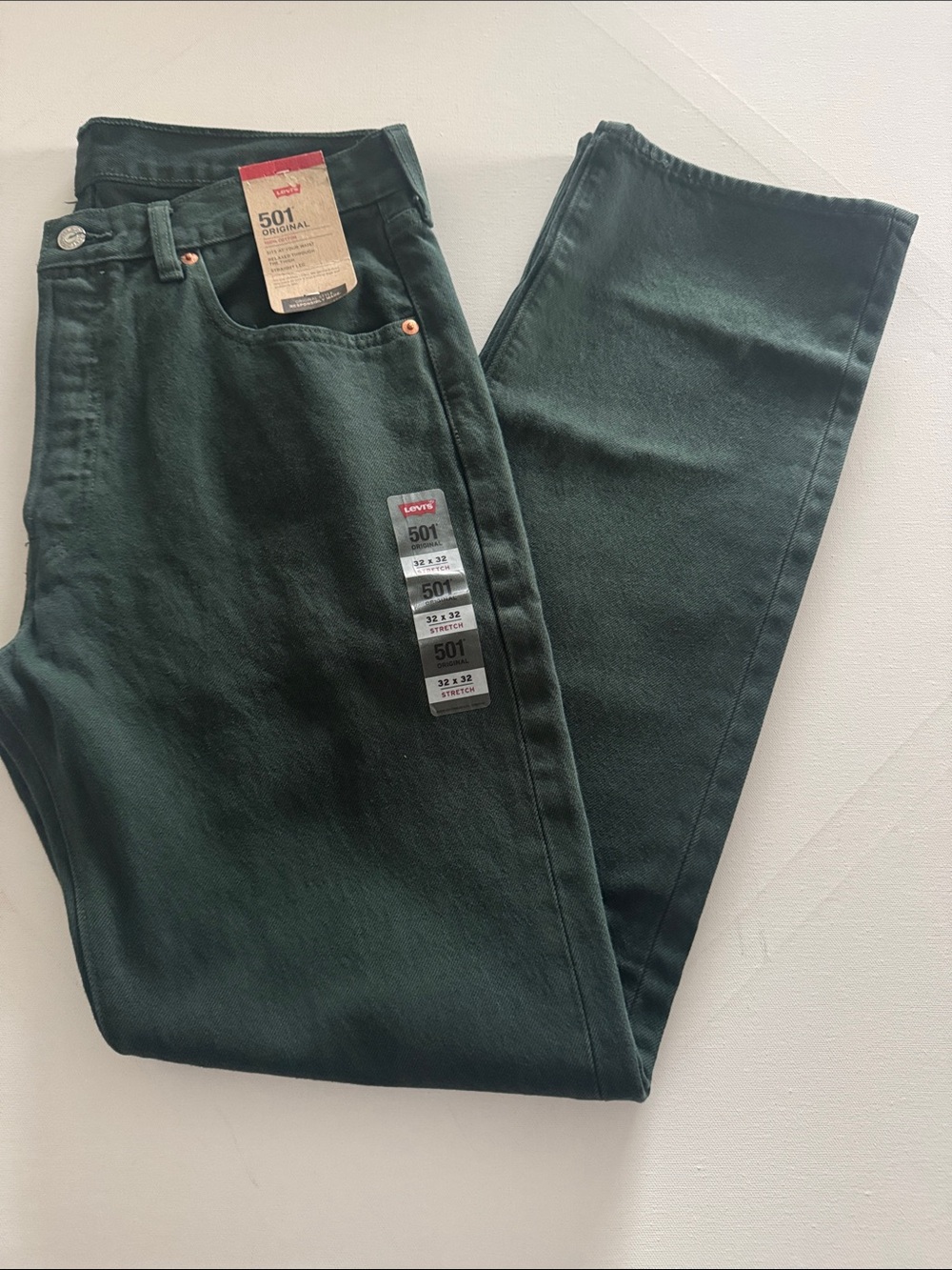Levis 501 Jeans Mens 32 32 Green Button Fly